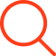 Red magnifying glass icon representing search