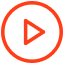 Red play button icon inside a circle