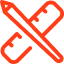 Crossed scissors and pencil icon representing cut/edit tools