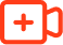 Video camera icon with a plus sign representing add video